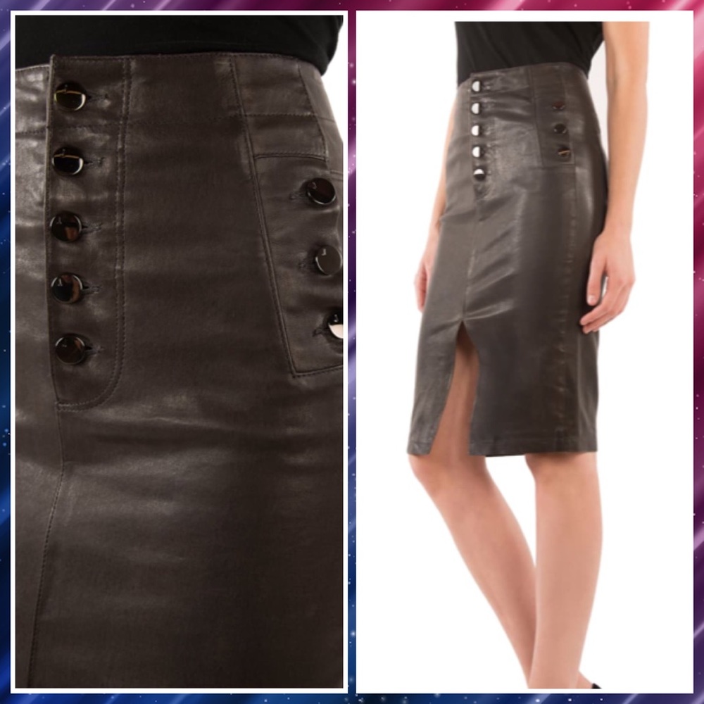 J.Brand Natasha High Waist Slit Leather Skirt Sm